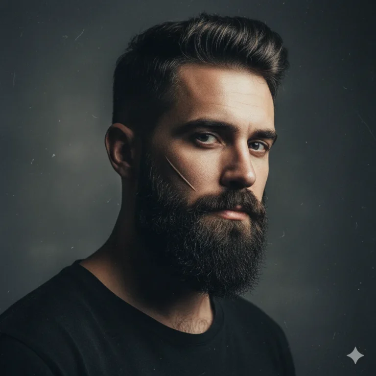 Minimal diagonal cheek line beard design