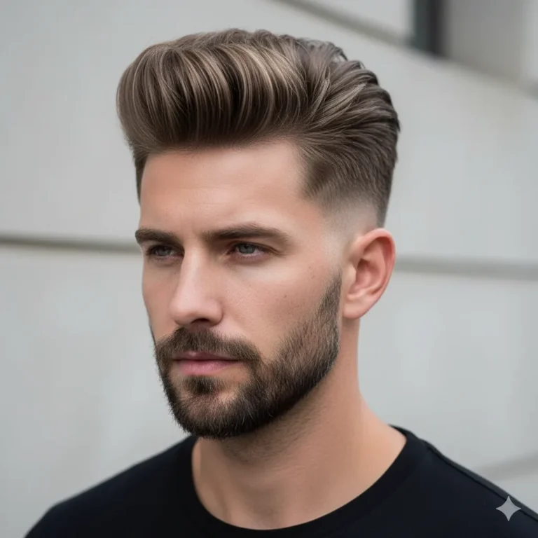 2026 beard styles - Quiff fade haircut with stubble beard combination for men