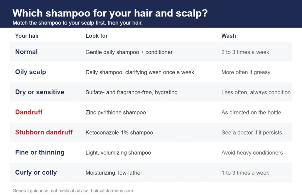 Which shampoo for your hair and scalp: normal, oily, dry or sensitive, dandruff, stubborn dandruff, fine or thinning, and curly hair, with what to look for and how often to wash